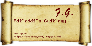 Fördős György névjegykártya